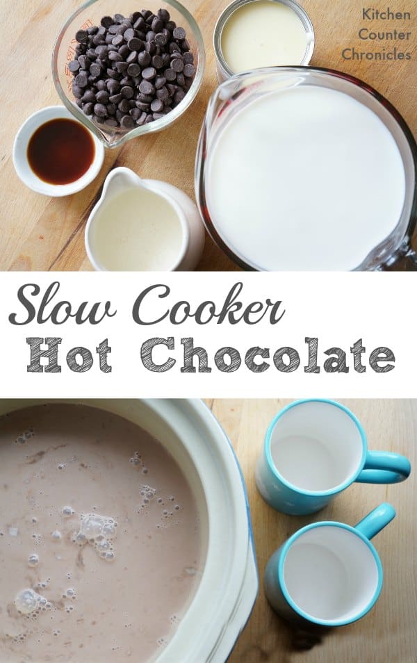 slow cooker hot chocolate - What is better than coming home to a pot full of creamy, rich hot chocolate? Slow cookers aren't only for stew. Throw all the ingredients into the slow cooker and enjoy. | Slow Cooker Recipe | Hot Chocolate Recipe | Chocolate Recipe | Kid Friendly Recipe |