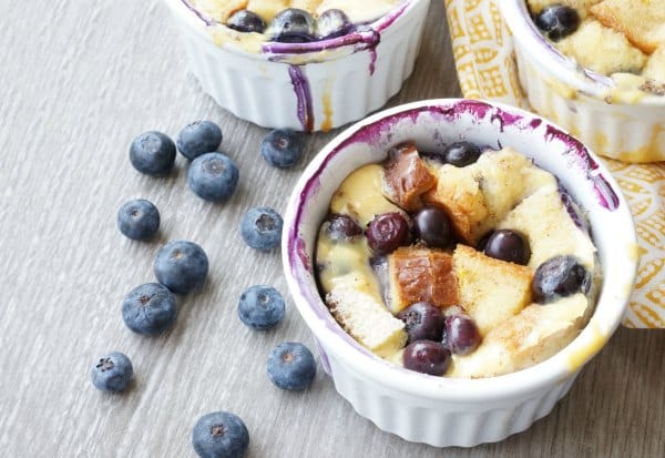 blueberry bread pudding baked