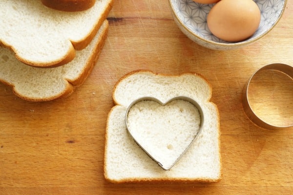 toad in hole bread with cookie cutter