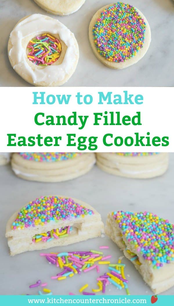 Candy filled easter egg cookies