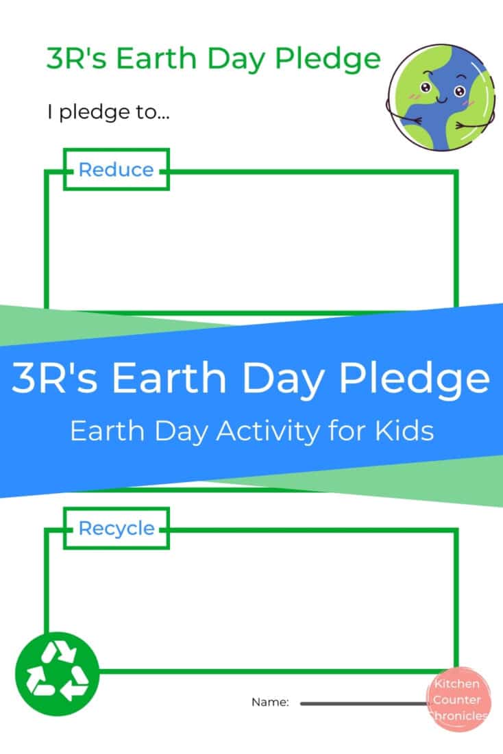 3R's Earth Day Pledge Earth Day activity for kids