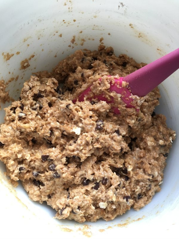 Banana Bran Chocolate Chip Muffin batter