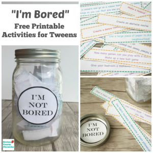 I'm Bored Jar Activities for Tweens - Free printable