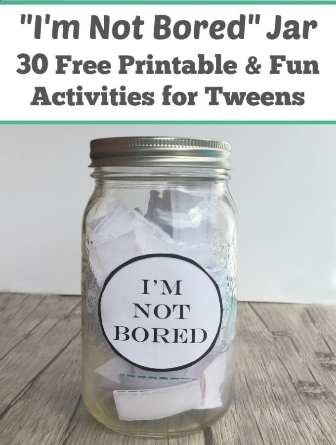 I'm bored Jar Activities for Tweens - Beat summer boredom with a jar filled with activities, crafts and project that older kids will love. It's all about building, creating and using your imagination. Free printable . | STEM for Kids | Summer Activities for Kids | Tween Activities and Crafts | Middle School Activities |