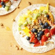 fruit rainbow breakfast wrap