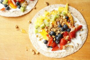 fruit rainbow breakfast wrap