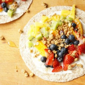 fruity rainbow breakfast wrap
