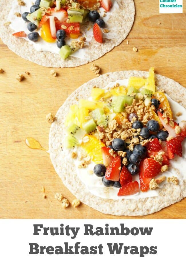 fruity rainbow breakfast wrap - A fun breakfast to make with kids. Gather up your favourite fruit, granola, and a drop of honey. | Healthy Breakfast | Breakfast for kids |
