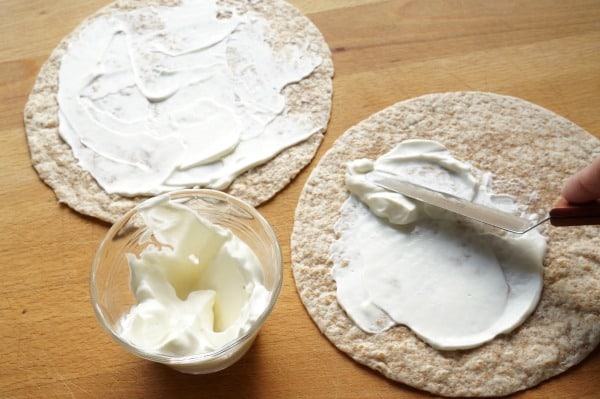 greek yogurt on wrap