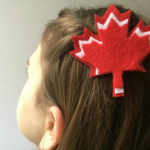 felt maple leaf hair clip in hair
