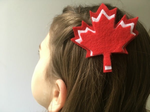 felt maple leaf hair clip in hair