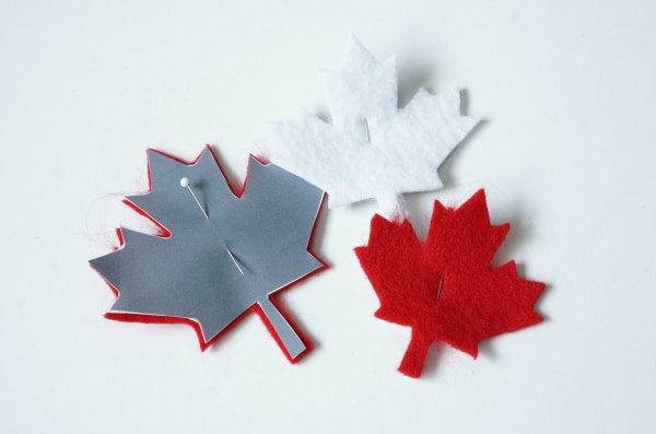 maple leaf canada cutouts on felt