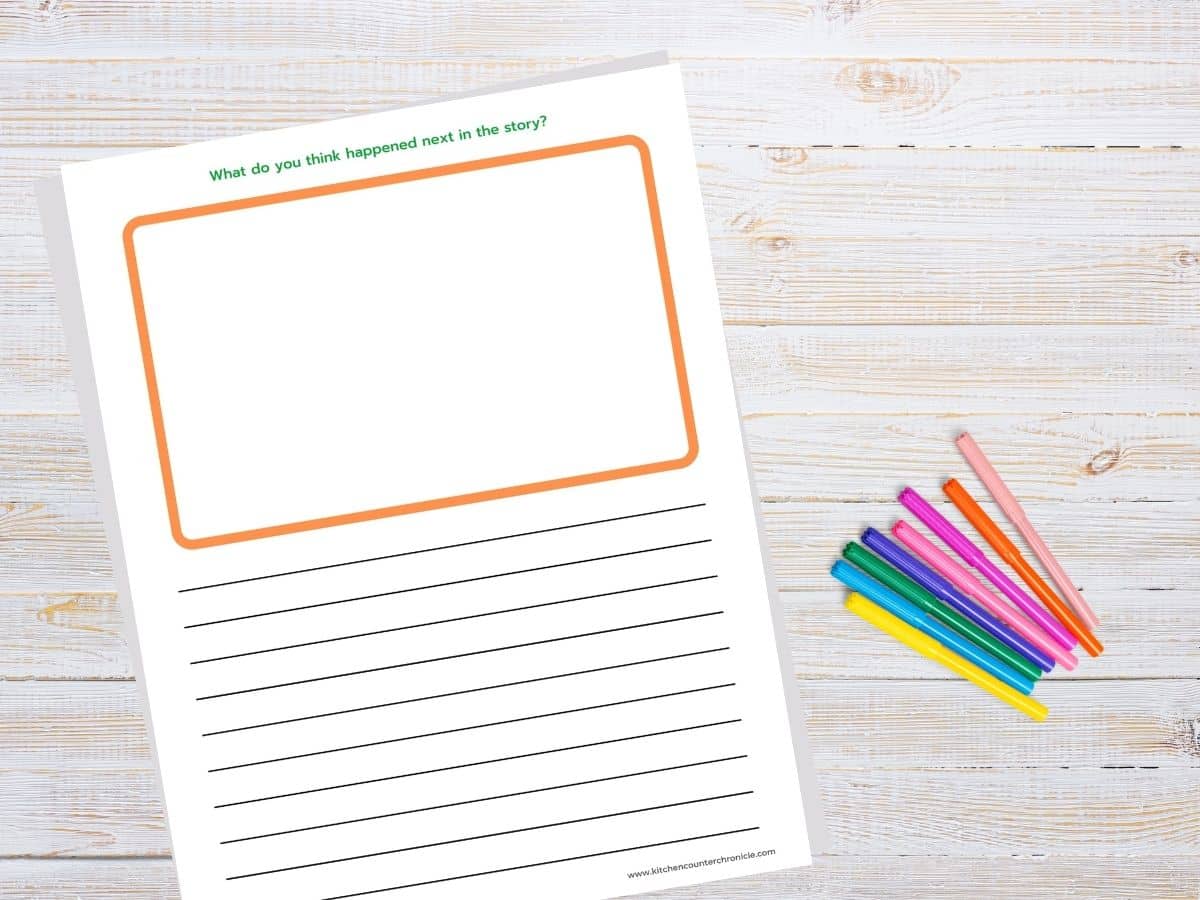summer book reading printable expand the story printable on wood table with markers