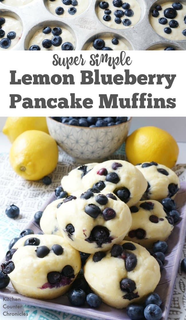 Simple Lemon Blueberry Pancakes - Bake up a batch of these simple pancake muffins on the weekend and the kids can enjoy them all week long. Bursting pops of blueberries make these a spectacular breakfast treat. | Family Breakfast Recipe | Blueberry Recipe | Pancake Recipe | Blueberry Pancake Recipe |