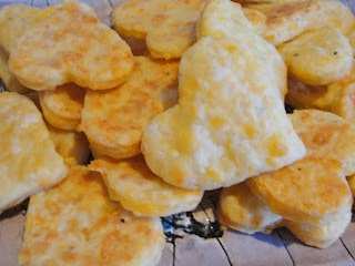cheese crackers in heart shapes