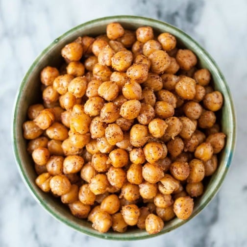 roasted chick peas in a bowl