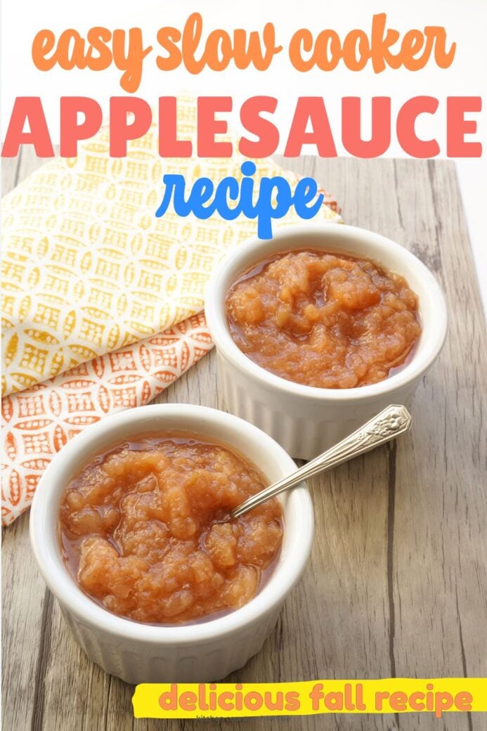 two bowls filled with slow cooker applesauce recipe