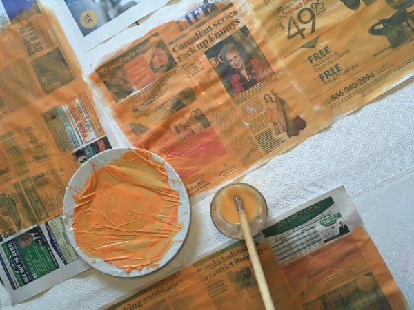 Newspaper pumpkins with paint