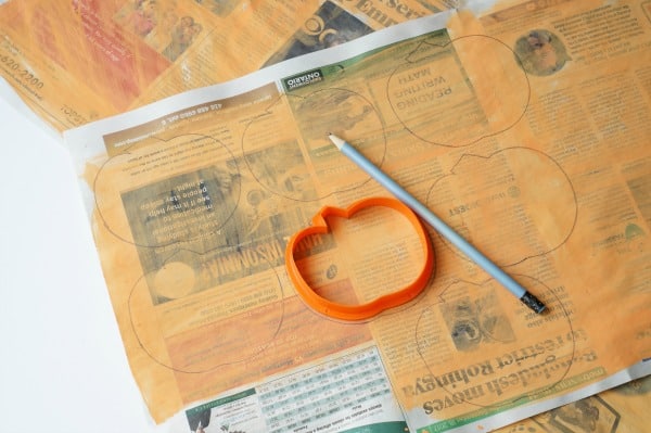 Newspaper pumpkins with cookie cutter