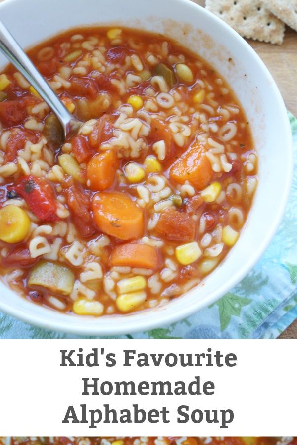 Homemade Alphabet Soup - A recipe for hearty vegetable alphabet soup - a family favourite. #lunchrecipe #souprecipe #alphabetsoup #lunchboxrecipe #familyfriendlysoup