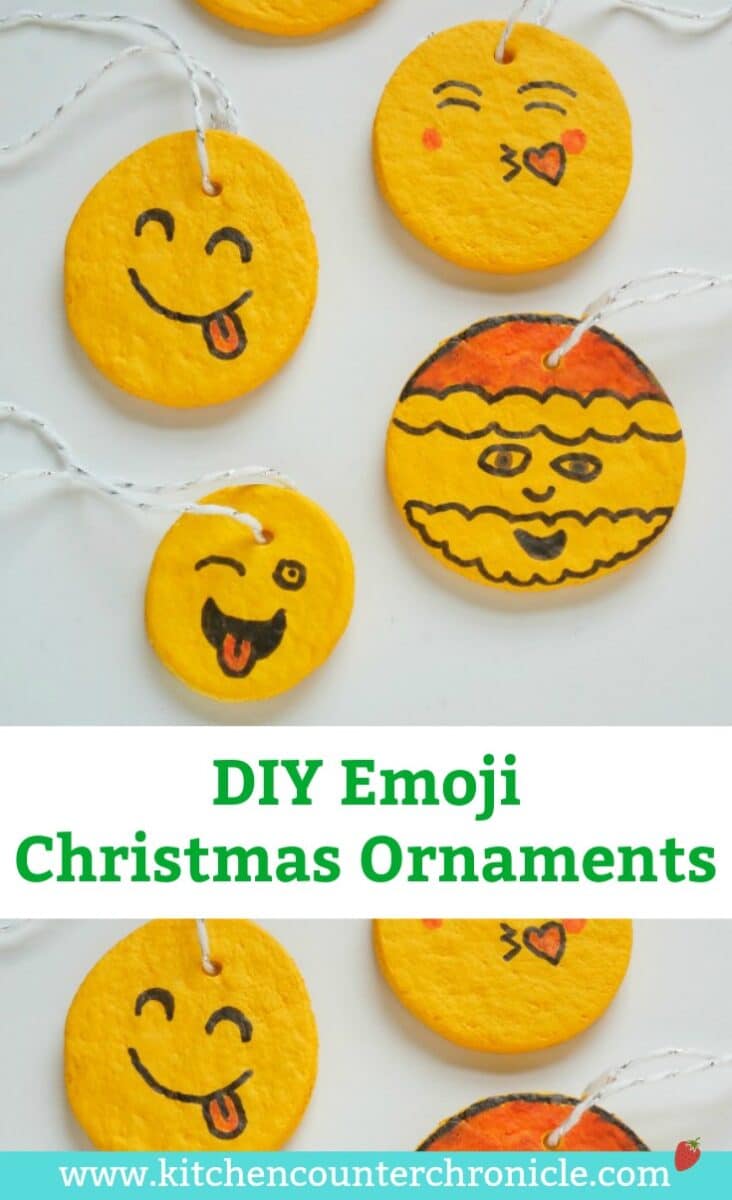 Kid Made DIY Emoji Christmas Ornament - A super fun Christmas ornament to make for friends and family. Personalize these salt dough emoji ornaments #ChristmasOrnament #ChristmasCraft #Christmas #emojicraft #tweencraft #teencraft #saltdough