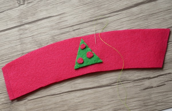 tree sewn on felt coffee cup cozy
