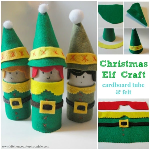 Christmas Elf Craft - Cardboard and felt silly Christmas Elf
