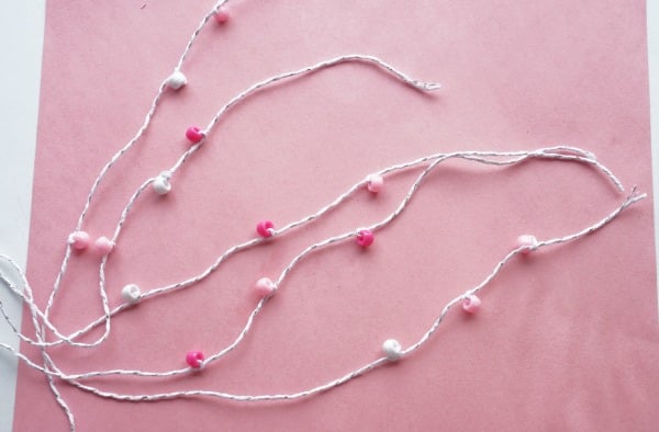 clay hearts with beads on string