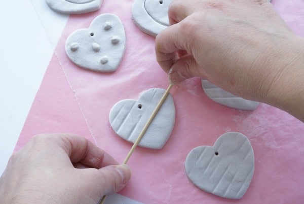 clay heart with wooden lines