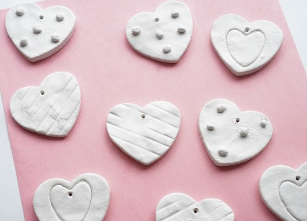 clay hearts drying