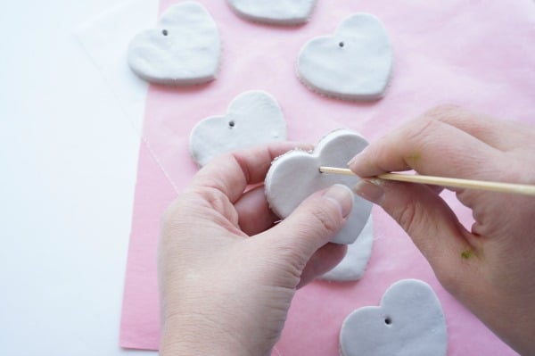 clay heart with skewer