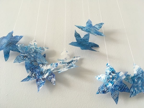 crayon snowflakes from below