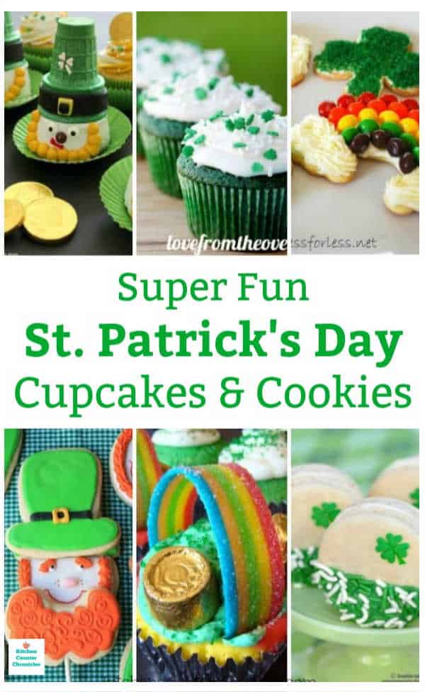St. Patrick's Day cupcake and cookies