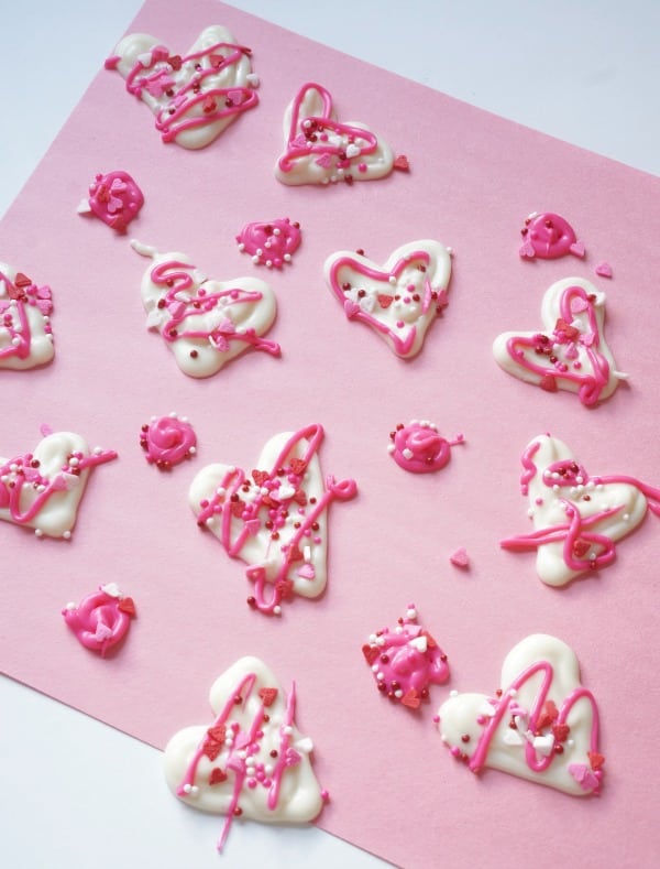 chocolate hearts on tray