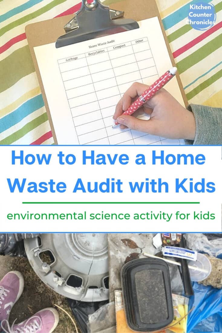 home waste audit environmental science activity for kids pin image