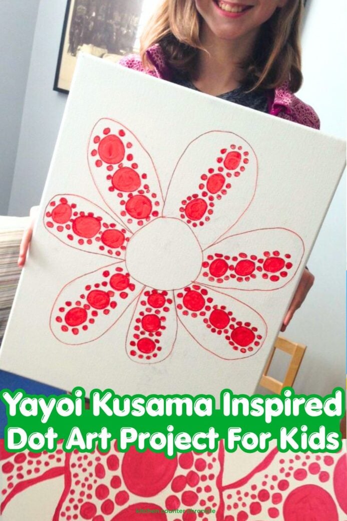 child holding yayoi kusama inspired dot art project new pin