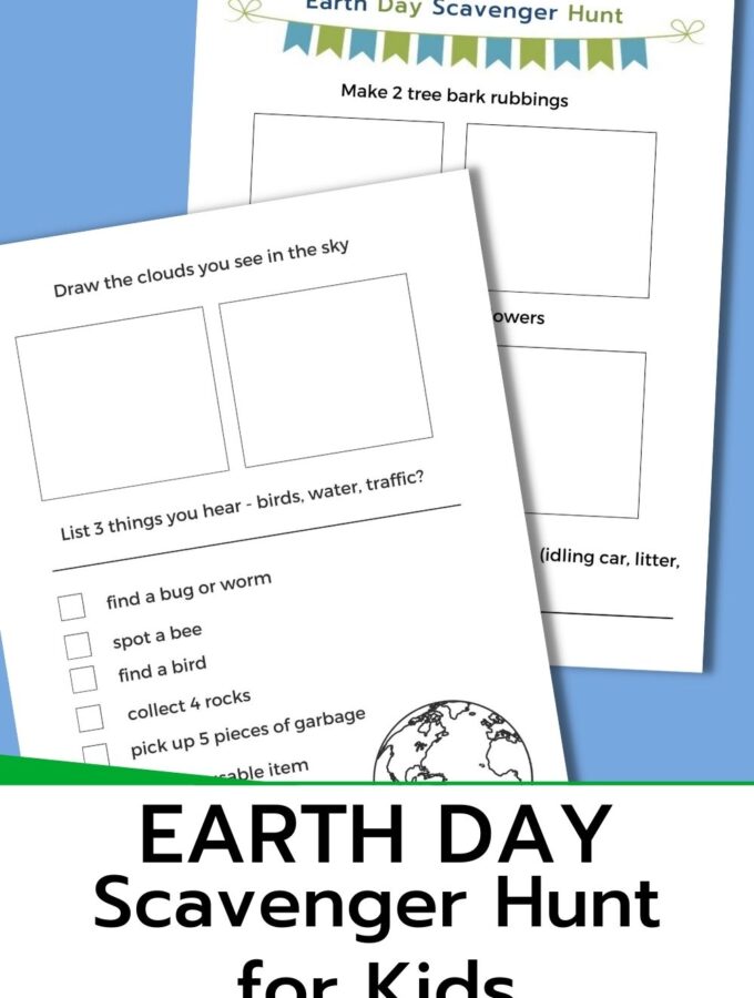 earth day scavenger hunt for kids printable with title