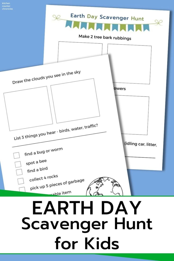 earth day scavenger hunt for kids printable with title