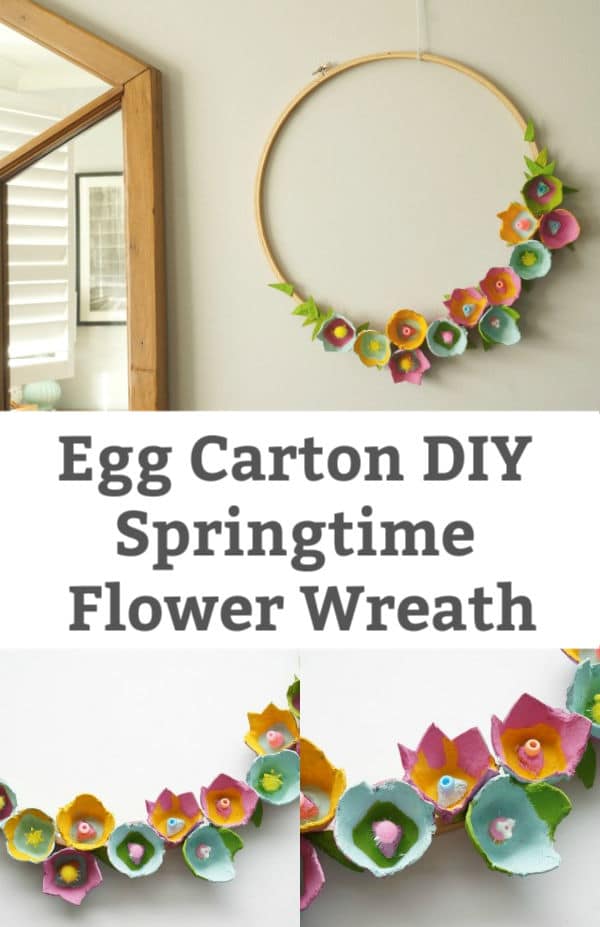 egg carton wreath flowers