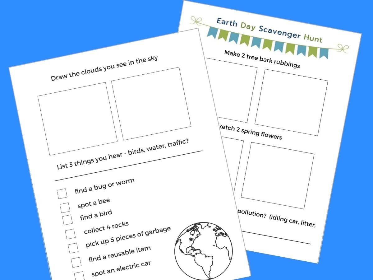 earth day scavenger hunt on paper