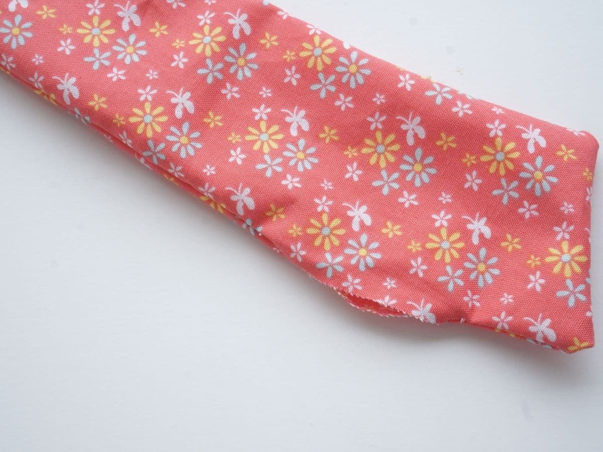 fabric coffee sleeve sewn with hole still to be sewn closed