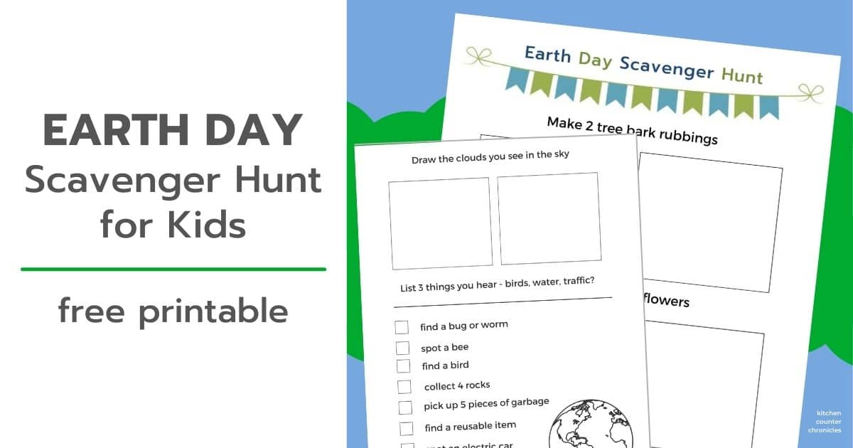 printable earth day scavenger hunt for kids social image