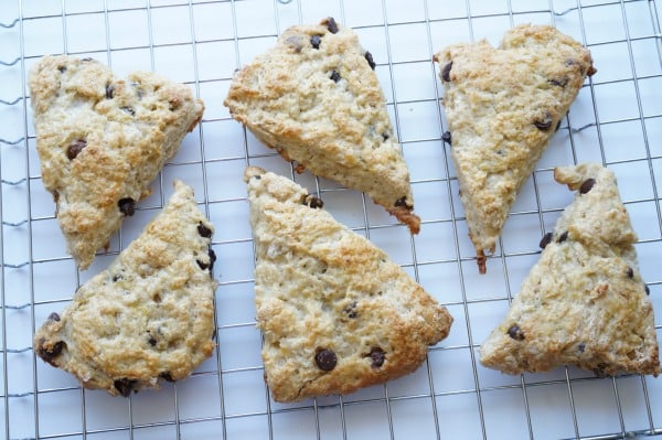 banana bread scones on rack