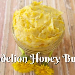 close up of dandelion honey butter in a jar