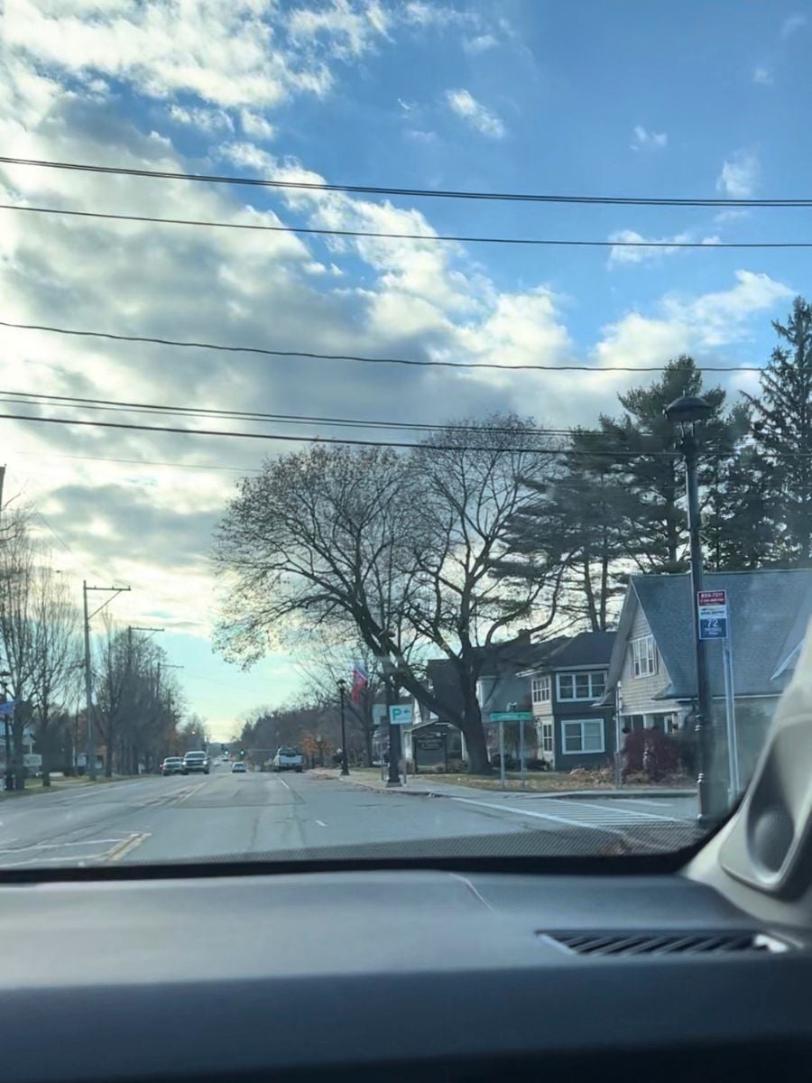 view from front window of car