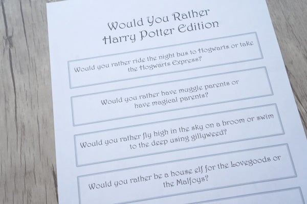 Magical Would By yourself Pretty Harry Potter Printable Sport picture regarding Would You Rather Printable named Magical Would On your own Fairly Harry Potter Printable Activity