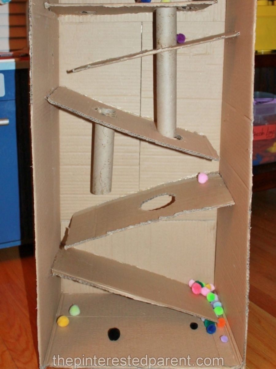 cardboard box marble run game for kids to make
