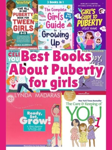 new featured image for post about best books about puberty for girls with collage of book covers