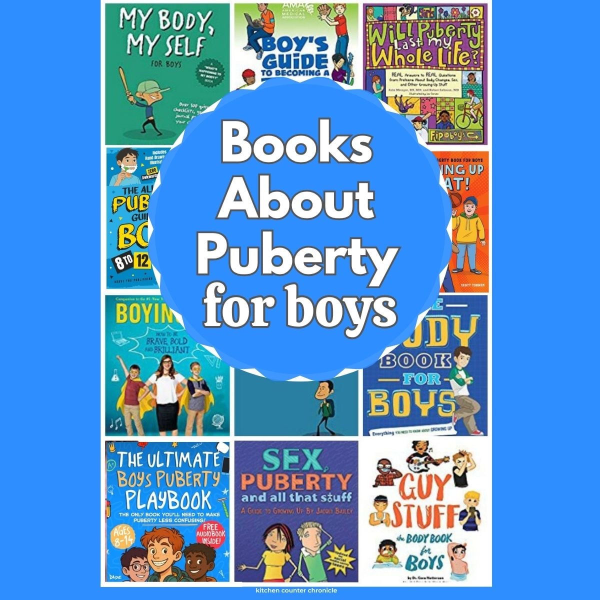 featured image for post about the best puberty books for boys with collage of book covers