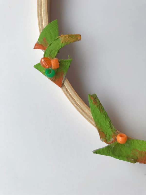 egg carton leaves on wreath